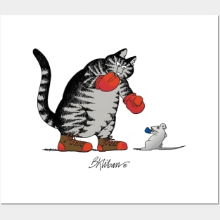 B Kliban Cat boxing Posters and Art